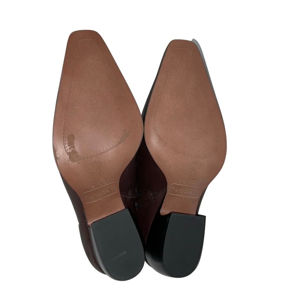 Franco Sarto Women's Vivian Leather Western Block Heel Booties Brown Size 7 - Picture 5 of 6